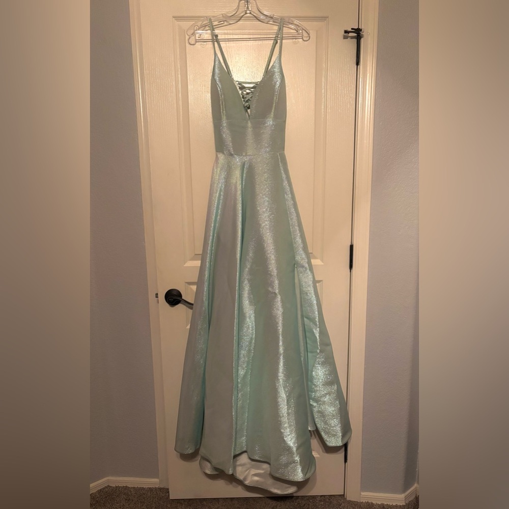 Mint Green Long Prom Dress with Pockets